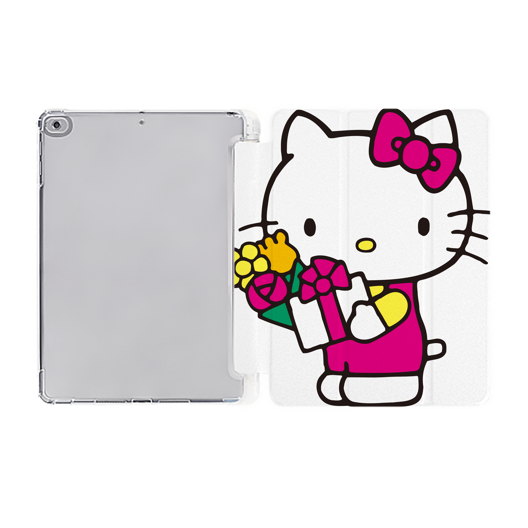 （画像用） Hello Kitty ハローキティ IPad ケース ペン収納付き 三つ折りスタンド PUレザー×シリコン 対応機種9.5/10.5/10.9インチ